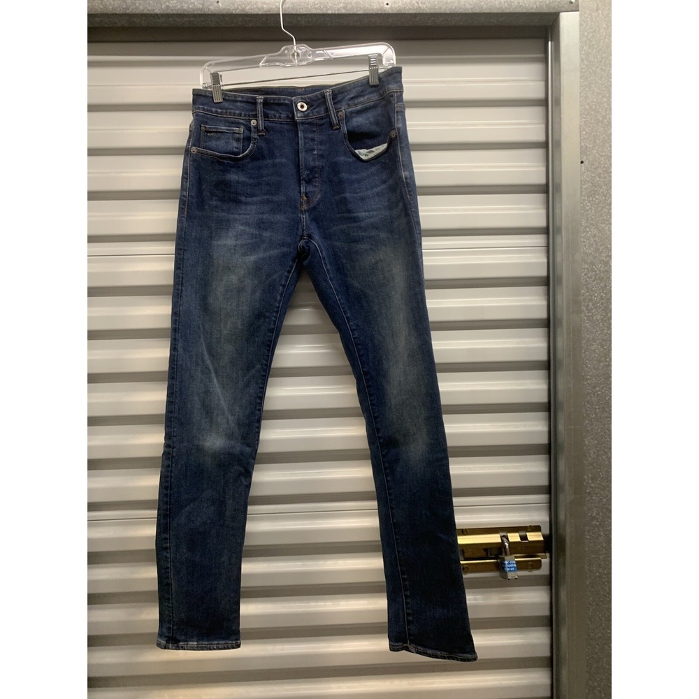 G-Star Raw 3301 Slim Denim Jeans Mens 31x31 Blue Button Fly 51001-8968-071